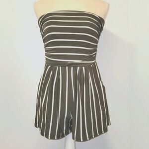Striped Strapless Romper
